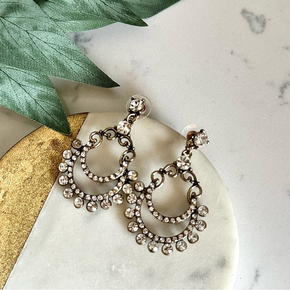 2/$30🌵 Vintage Style Nouveau Elegance Crystal Chandelier Earrings Art Deco NEW